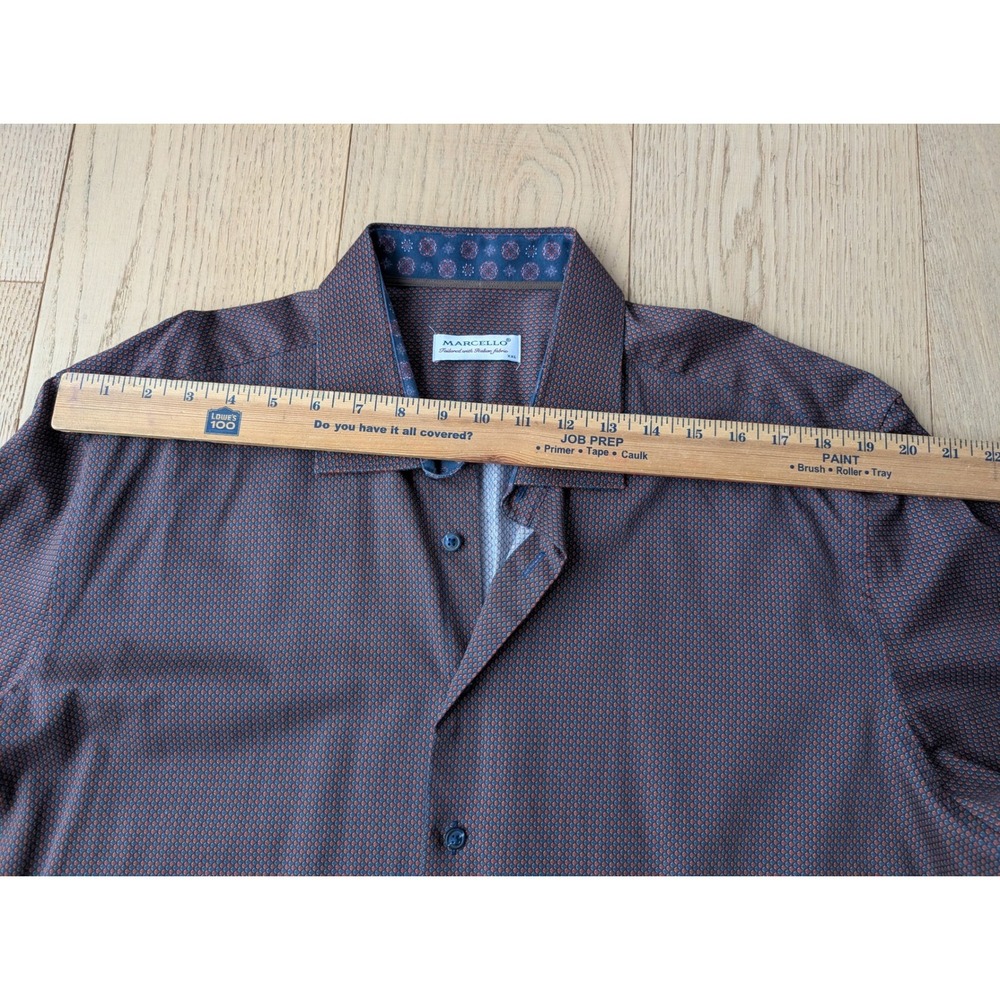 MARCELLO‎ Tailored Italian Fabric Mens Geometric Pattern Dress Shirt XXL - Picture 7 of 10
